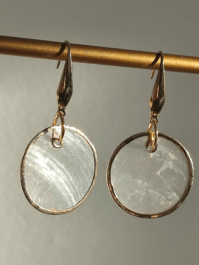Z-Boucles d'oreilles en nacre, en acier inoxydable doré -sans nickel, pièce unique 