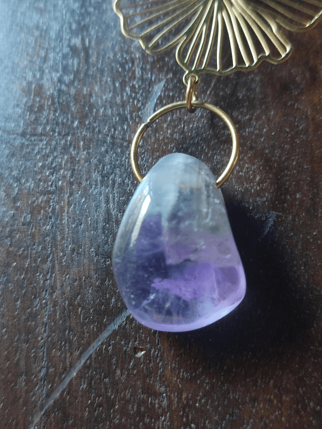 Z-Collier améthyste véritable et fleur dorée monté sur fil de lin réglable avec chaîne d'extension, pièce unique 