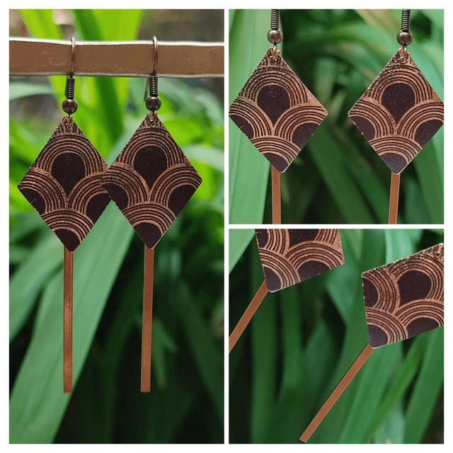 Z-Art déco pour ces boucles d'oreilles en acier inoxydable doré -sans nickel pièce unique 