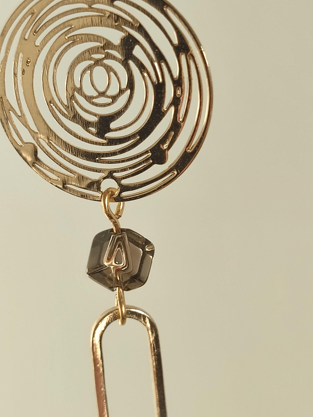 Z-Boucles d'oreilles "cercles" perle en verre fumé, fermoirs en acier inoxydable doré -sans nickel 