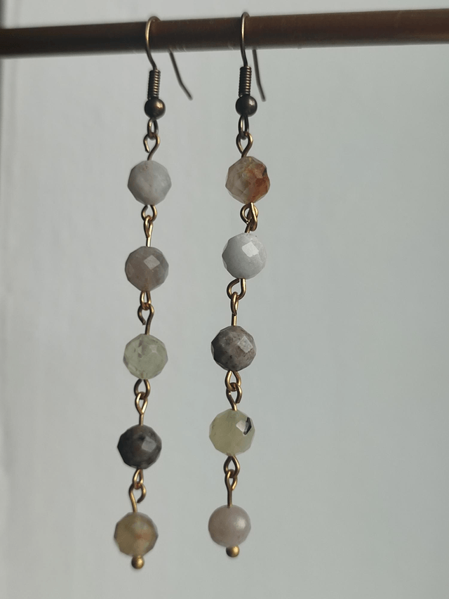 Z-Boucles d'oreilles en pierres naturelles, différents tons de brun, jaune, blanc,en acier inoxydable doré -sans nickel,pièce unique 