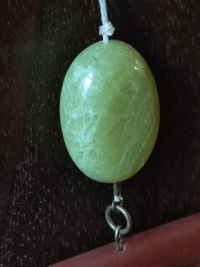 Jade& agate, sautoir monté sur fil de lin réglable 