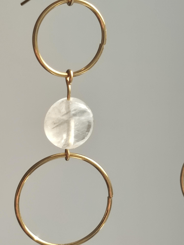 Z-Boucles d'oreilles en agate ( pierres naturelles) sur cercles dorés en acier inoxydable -sans nickel 