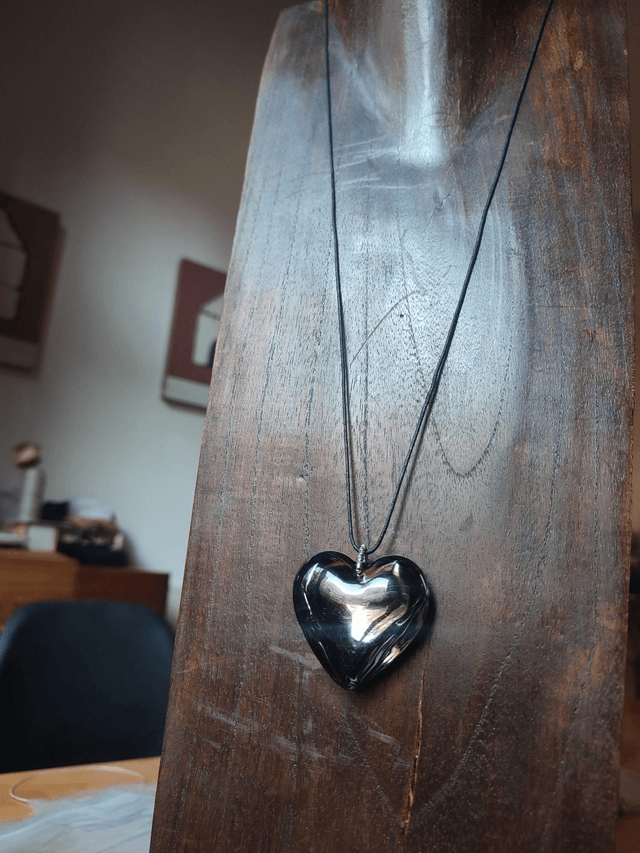 Z-Sautoir🖤 en verre, reflets miroir, monté sur fil de coton noir réglable , pièce unique 