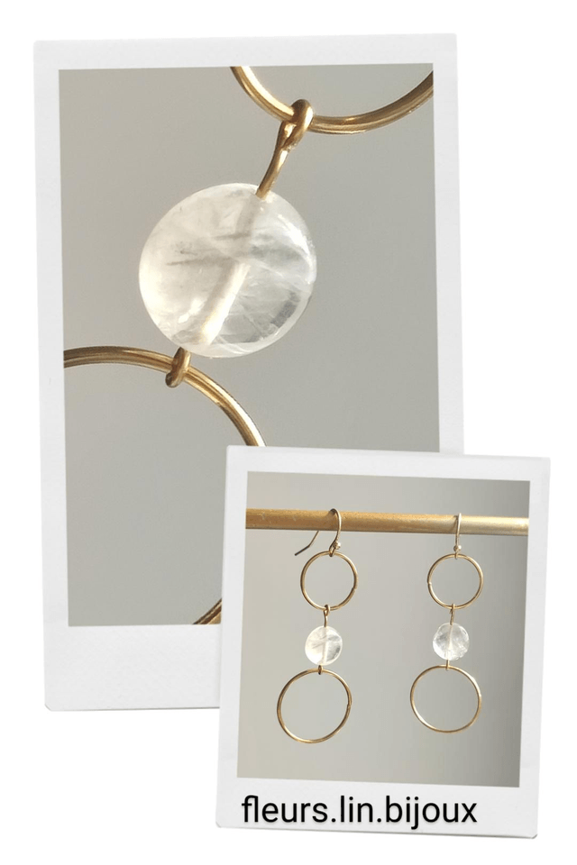 Z-Boucles d'oreilles en agate ( pierres naturelles) sur cercles dorés en acier inoxydable -sans nickel 