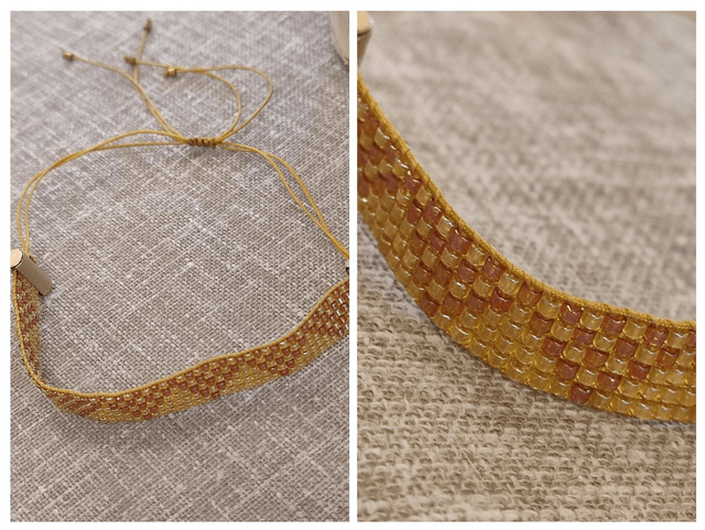 Bracelet tissé main réglable sur fil de lin 