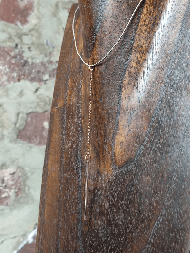 Collier long pendentif chaine en acier inoxydable doré, monté sur fil de lin réglable avec chaîne d'extension 