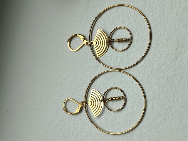 Z-Boucles d'oreilles"Egypte "en acier inoxydable doré -sans nickel, pièce unique 