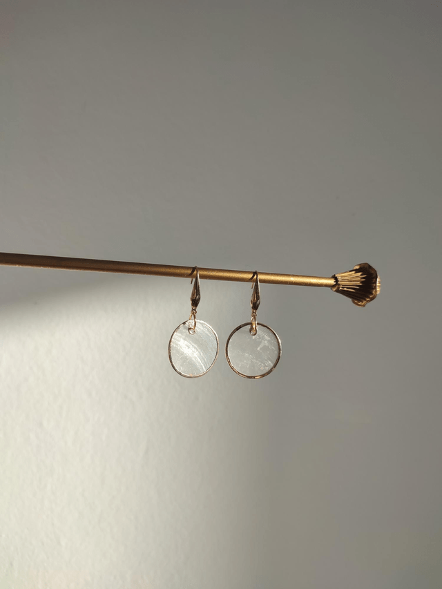Z-Boucles d'oreilles en nacre, en acier inoxydable doré -sans nickel, pièce unique 