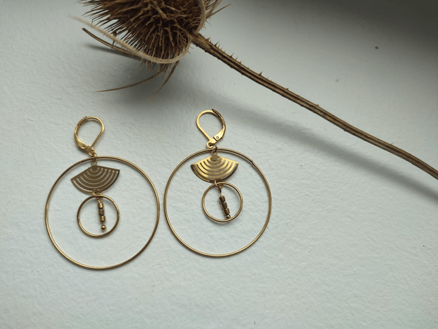 Z-Boucles d'oreilles"Egypte "en acier inoxydable doré -sans nickel, pièce unique 