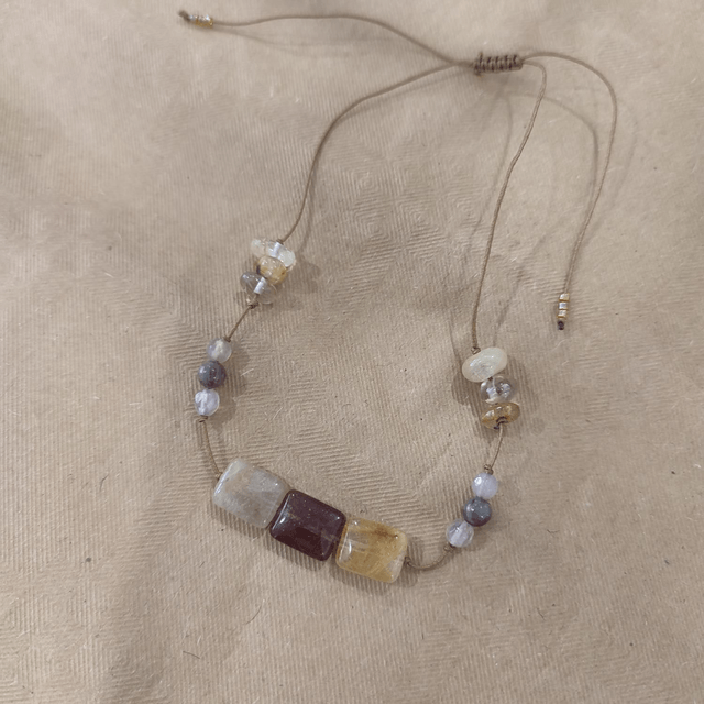 Agate et citrine ( pierres naturelles) bracelet réglable, résistant.