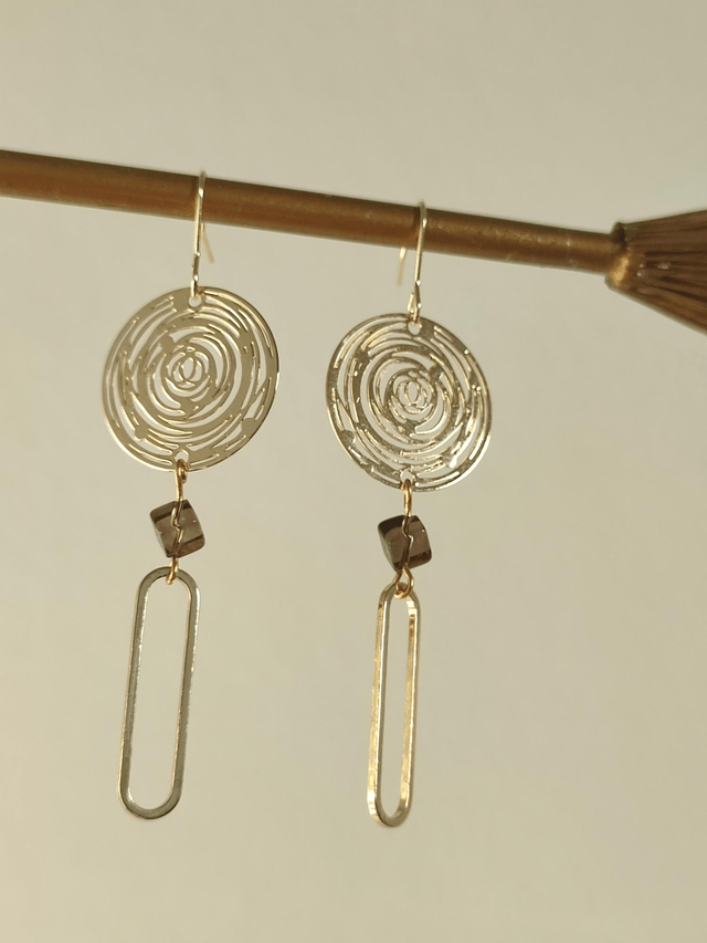 Z-Boucles d'oreilles "cercles" perle en verre fumé, fermoirs en acier inoxydable doré -sans nickel 