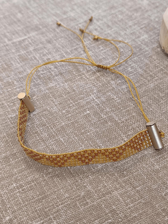 Bracelet tissé main réglable sur fil de lin 