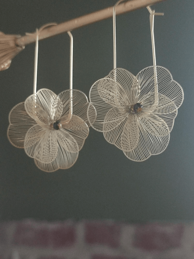 Z- Dormeuses fleurs dorées et perles en verre de "Millefiori"-sans nickel 