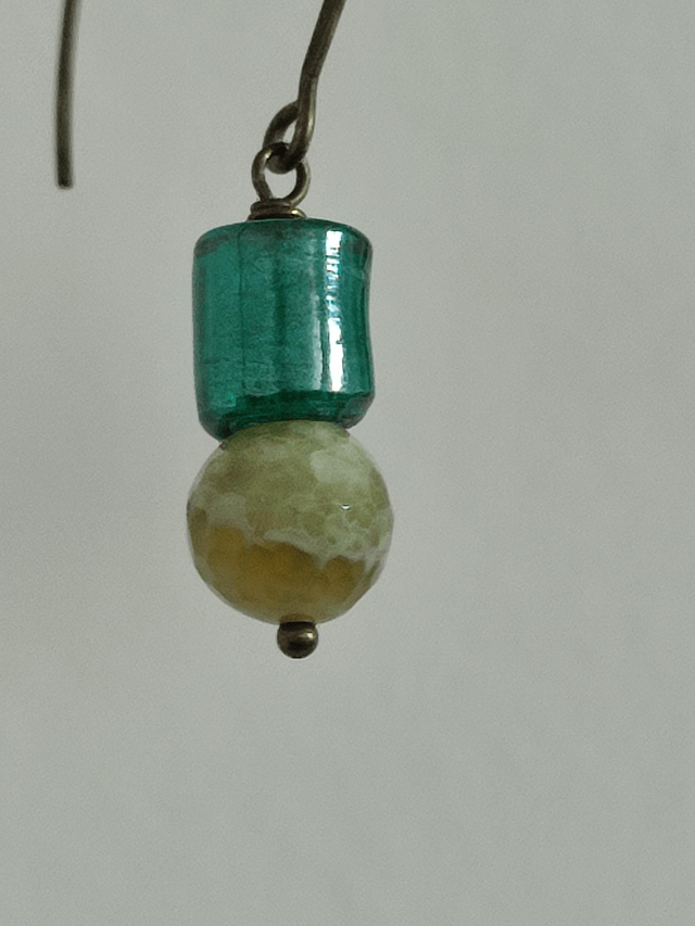 Z-Dormeuses Jade et verre vert- sans nickel -piece unique 