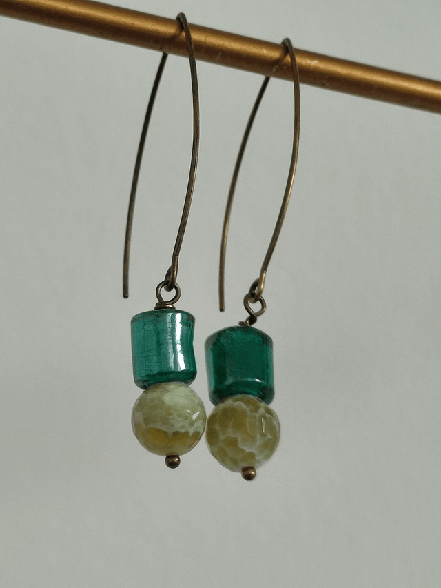 Z-Dormeuses Jade et verre vert- sans nickel -piece unique 