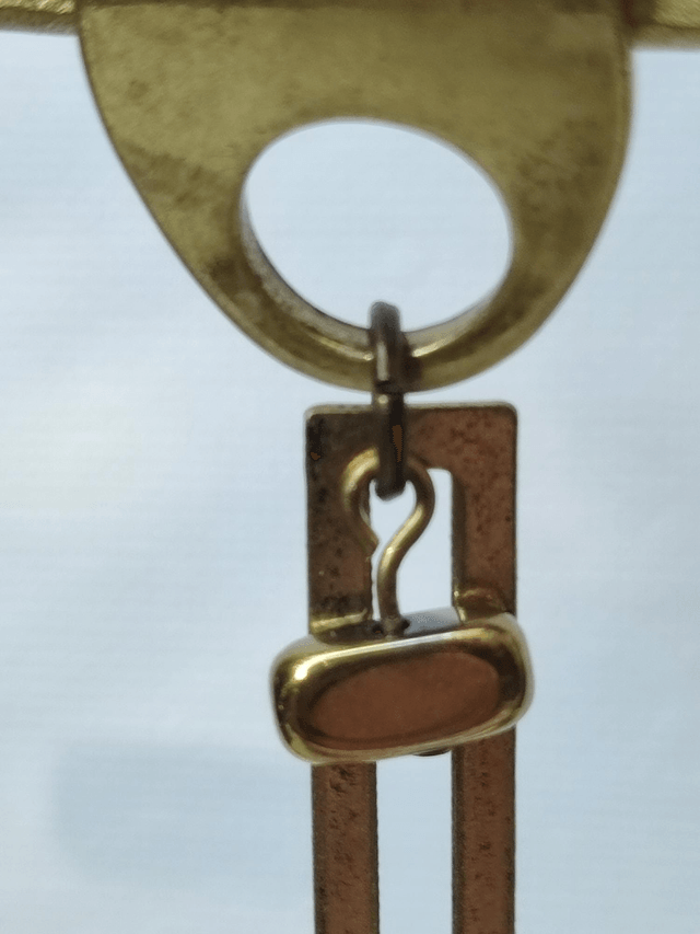 Z-Boucles d'oreilles longues hématite doré et laiton bronze, pièce unique sans nickel 