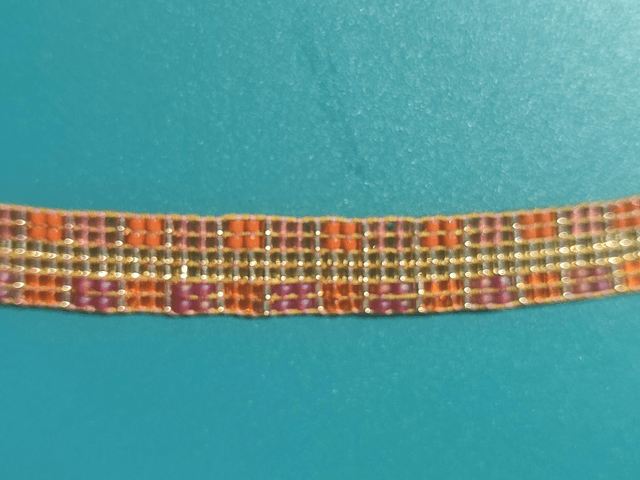 Z-Bracelet tissé main en perles de verre miyuki "orange/ rose& doré" réglable par lien 