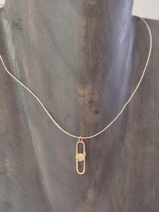 Collier citrine jaune pierres naturelles monté sur fil de lin réglable avec chaîne d'extension en acier inoxydable doré, pièce unique 