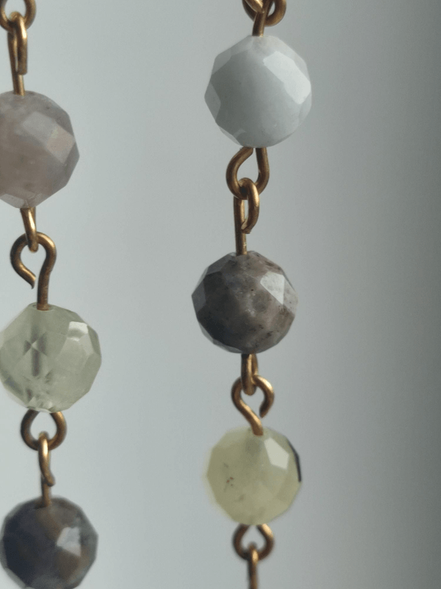 Z-Boucles d'oreilles en pierres naturelles, différents tons de brun, jaune, blanc,en acier inoxydable doré -sans nickel,pièce unique 
