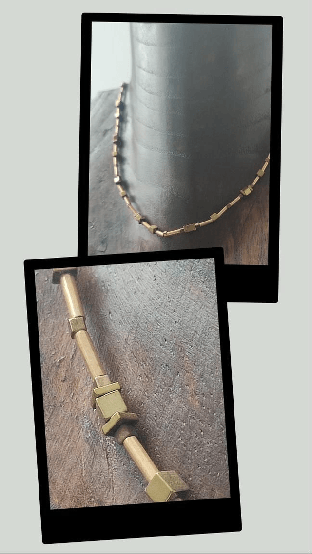 Collier en hématite doré :pierres naturelles de diverses formes, monté sur fil de jade, réglable avec chaîne d'extension, pièce unique 