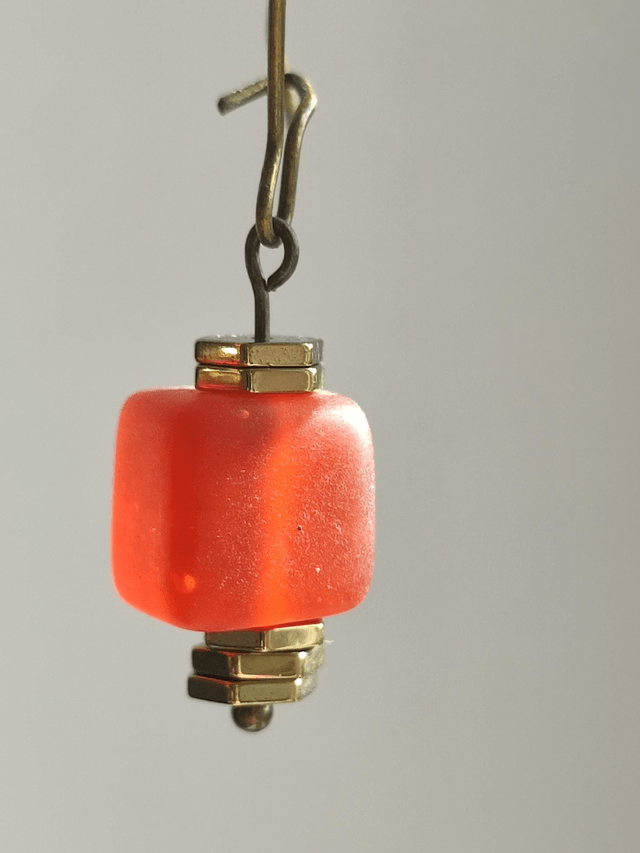 Z-Boucles d'oreilles en verre orange 🍊 fermoirs dormeuses en laiton bronze -sans nickel 