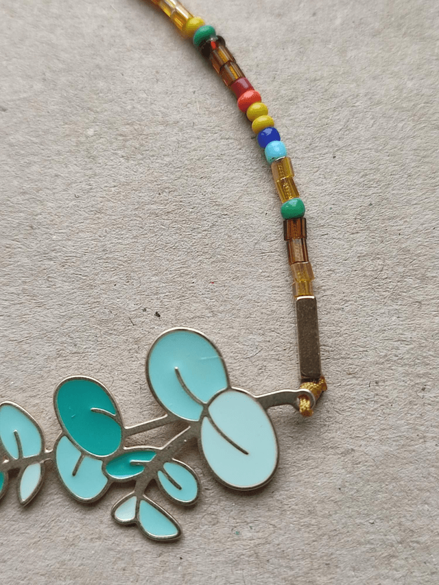 Z-Bracelet feuille verte en acier sur fil de jade avec perles en verre miyuki multicolores, réglable 