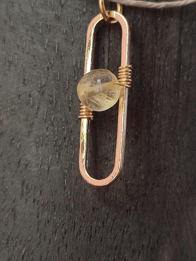 Collier citrine jaune pierres naturelles monté sur fil de lin réglable avec chaîne d'extension en acier inoxydable doré, pièce unique 