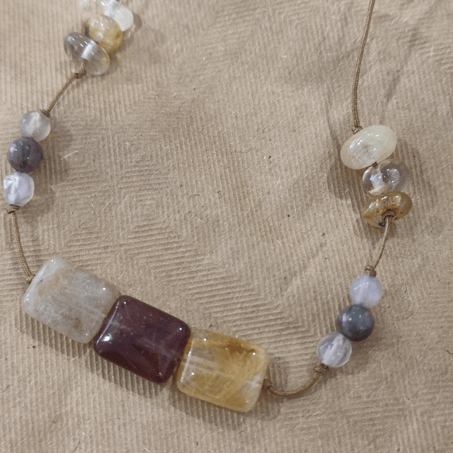 Agate et citrine ( pierres naturelles) bracelet réglable, résistant.