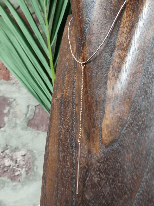 Collier long pendentif chaine en acier inoxydable doré, monté sur fil de lin réglable avec chaîne d'extension 