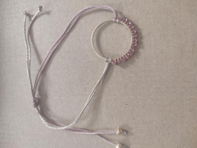 Z-Bracelet tissé main en perles de verre miyuki rose et or, réglable par lien 