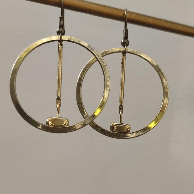 Cercles bronze et hématite (pierres naturelles), sans nickel, pièce unique 
