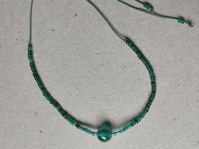 Z-Bracelet en verre bleu paon réglable sur fil de jade, pièce unique 