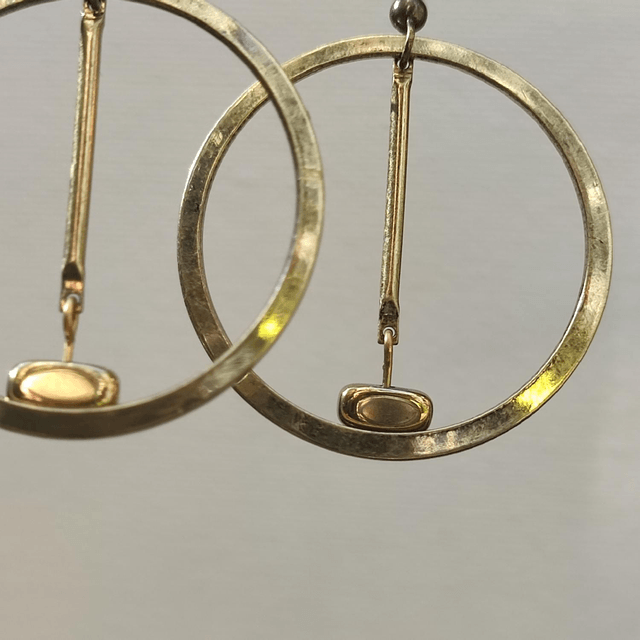 Cercles bronze et hématite (pierres naturelles), sans nickel, pièce unique 