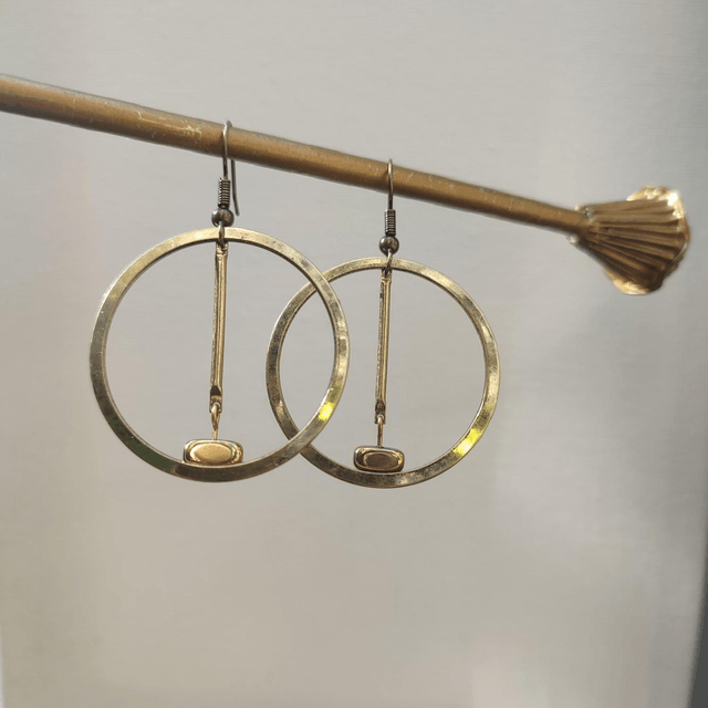 Cercles bronze et hématite (pierres naturelles), sans nickel, pièce unique 