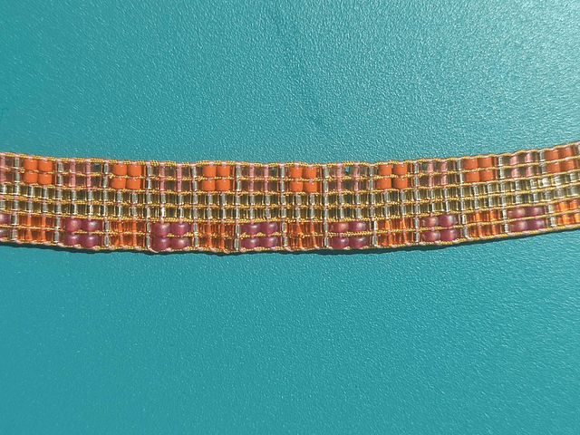 Z-Bracelet tissé main en perles de verre miyuki "orange/ rose& doré" réglable par lien 