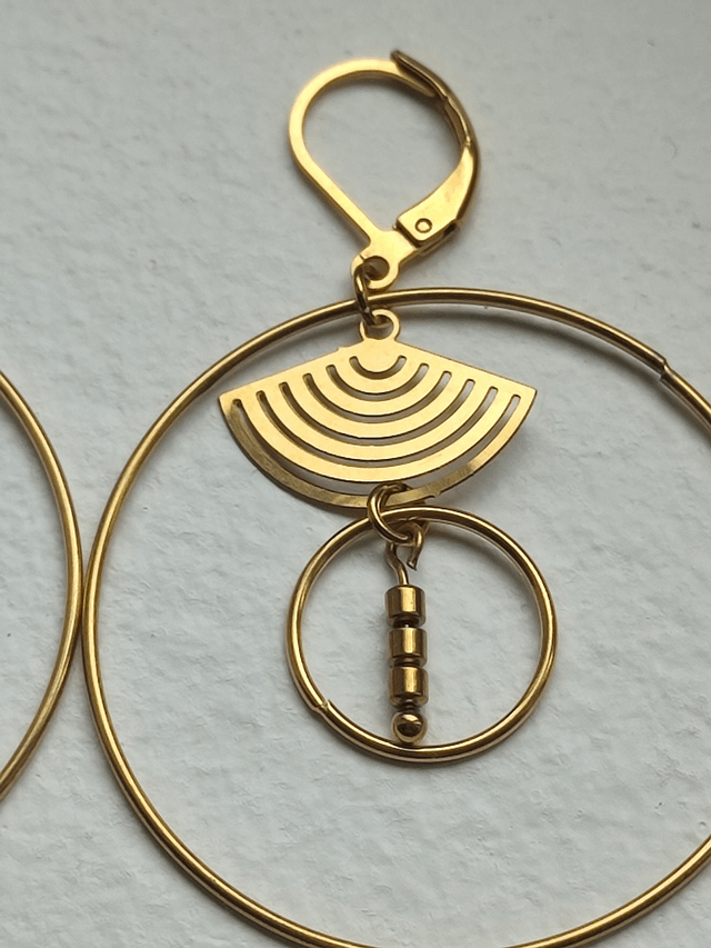 Z-Boucles d'oreilles"Egypte "en acier inoxydable doré -sans nickel, pièce unique 