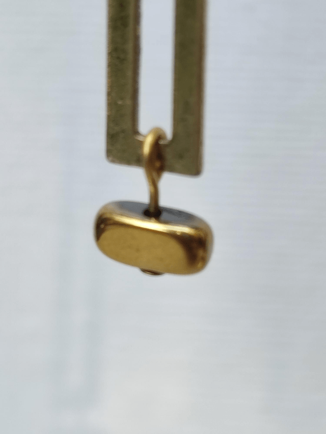 Z-Boucles d'oreilles longues hématite doré et laiton bronze, pièce unique sans nickel 