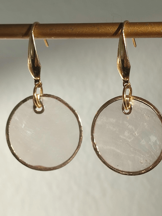 Z-Boucles d'oreilles en nacre, en acier inoxydable doré -sans nickel, pièce unique 