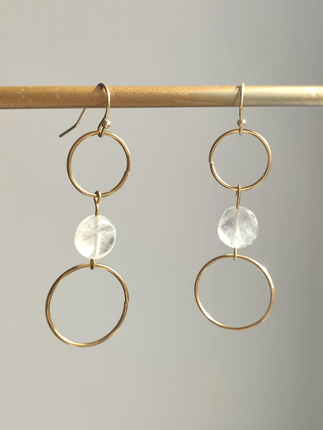 Z-Boucles d'oreilles en agate ( pierres naturelles) sur cercles dorés en acier inoxydable -sans nickel 