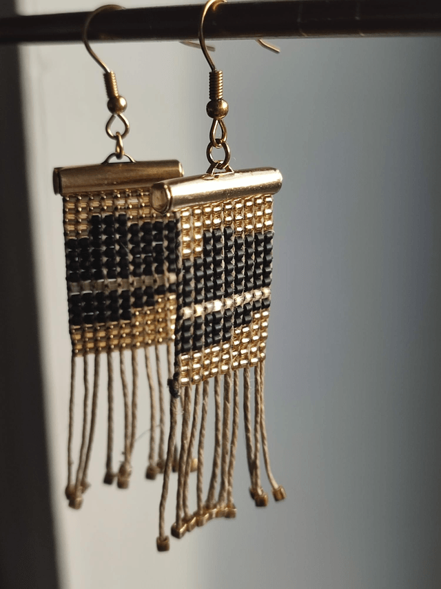 Z-Boucles d'oreilles tissées à la main sur fil de lin 