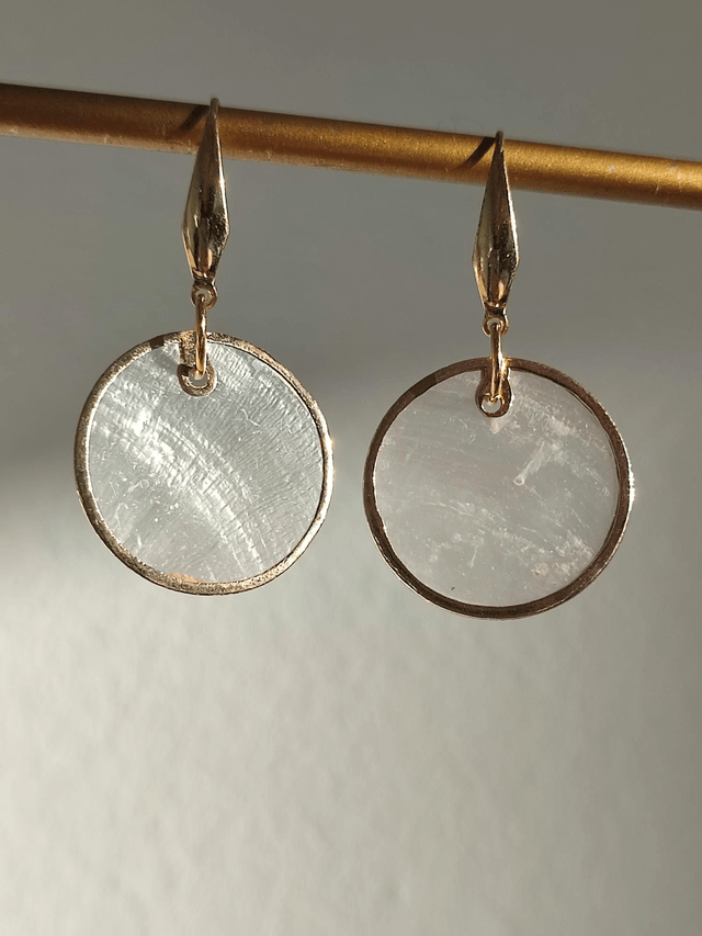 Z-Boucles d'oreilles en nacre, en acier inoxydable doré -sans nickel, pièce unique 