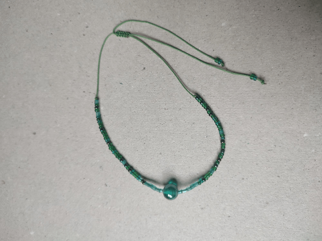 Z-Bracelet en verre bleu paon réglable sur fil de jade, pièce unique 