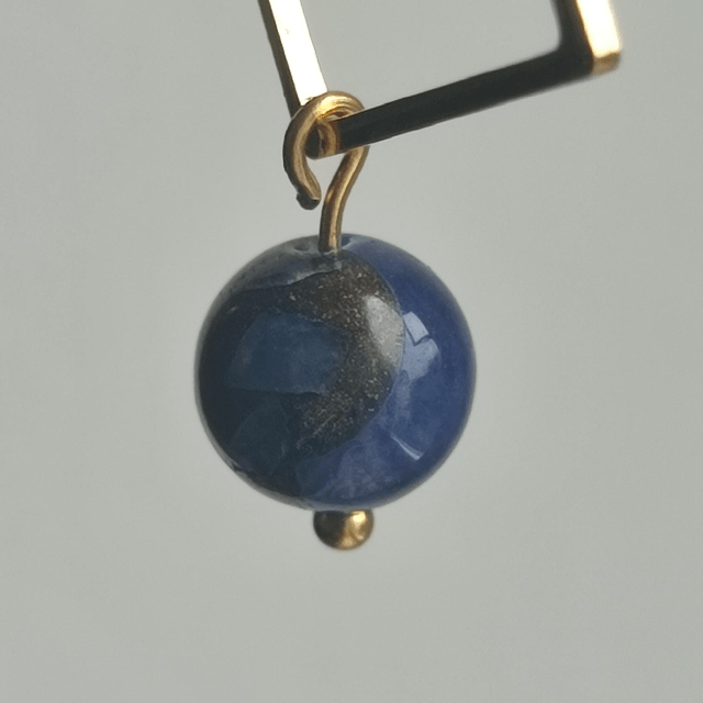 Boucles d'oreilles en lapis lazuli (pierres naturelles) et rectangles, dormeuses en acier inoxydable doré -sans nickel, pièce unique 