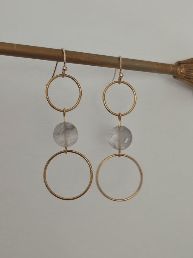 Z-Boucles d'oreilles en agate ( pierres naturelles) sur cercles dorés en acier inoxydable -sans nickel 