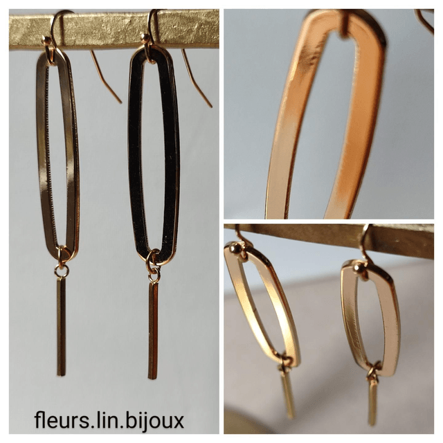 Z-Boucles d'oreilles longues en laiton doré -sans nickel -