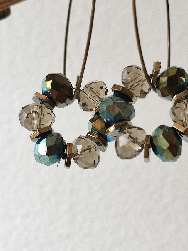 Z-Créoles bronze et verre vert en laiton bronze -sans nickel pièce unique 