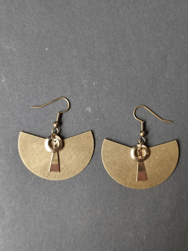 Z-Boucles d'oreilles en laiton bronze avec cercles dorés et pendentif triangle noir -sans nickel -
