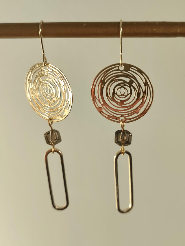 Z-Boucles d'oreilles "cercles" perle en verre fumé, fermoirs en acier inoxydable doré -sans nickel 