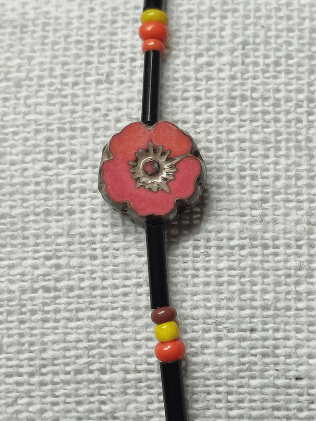 Bracelet fleur en verre réglable sur fil de jade résistant, pièce unique 